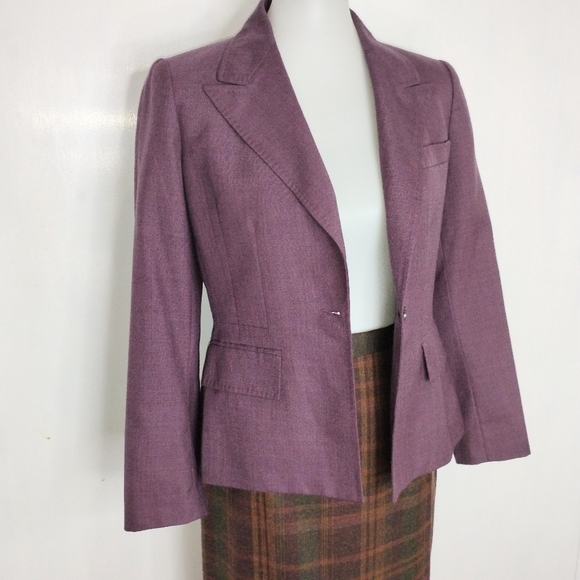 DARK PLUM WOOL BLEND JACKET - Picture 5 of 8